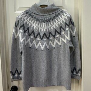 Grey Fair Isle Turtleneck Sweater by Loft – XL